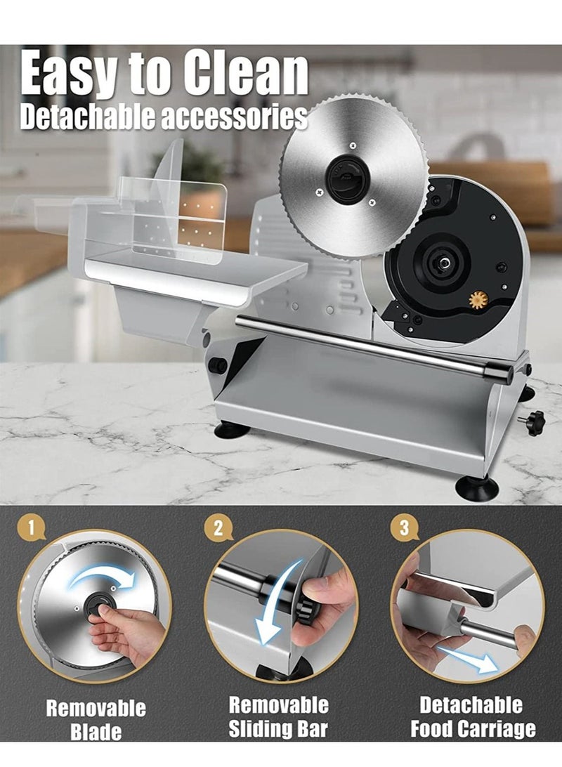 اووكاي آلة تقطيع اللحوم الكهربائية: معالجات طعام قطاعة اللحوم ديلي مع 3 شفرات من الفولاذ المقاوم للصدأ - سمك قابل للتعديل سهل التنظيف - مفرمة لحم للمطبخ/الاستخدام التجاري - لخبز جبن اللحوم - Image 5